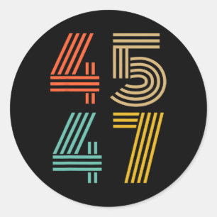 47 Trump 2024 For President 4547  Classic Round Sticker