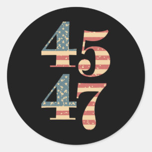 47 Trump 2024 Vintage Flag Support Trump 45 47 Wom Classic Round Sticker