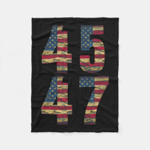 47 Trump Mens Vintage American Flag Trump 2024  Fleece Blanket