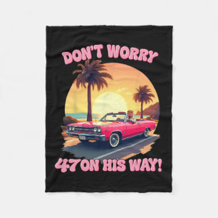 47 Trump Pink Car Ride Retro Vintage Style Beach S Fleece Blanket
