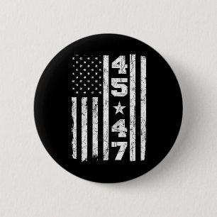 47 Trump Vintage Usa Flag 2024 President Election 6 Cm Round Badge