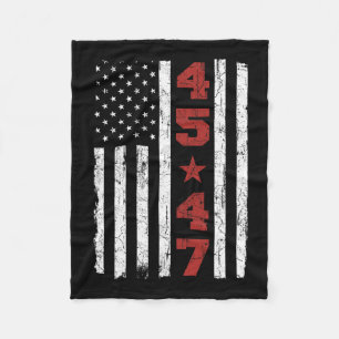 47 Trump Vintage Usa Flag 2024 President Election  Fleece Blanket