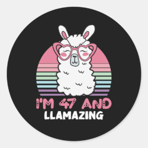 47 Year Old Bday Llamazing Llama 47th Birthday Classic Round Sticker