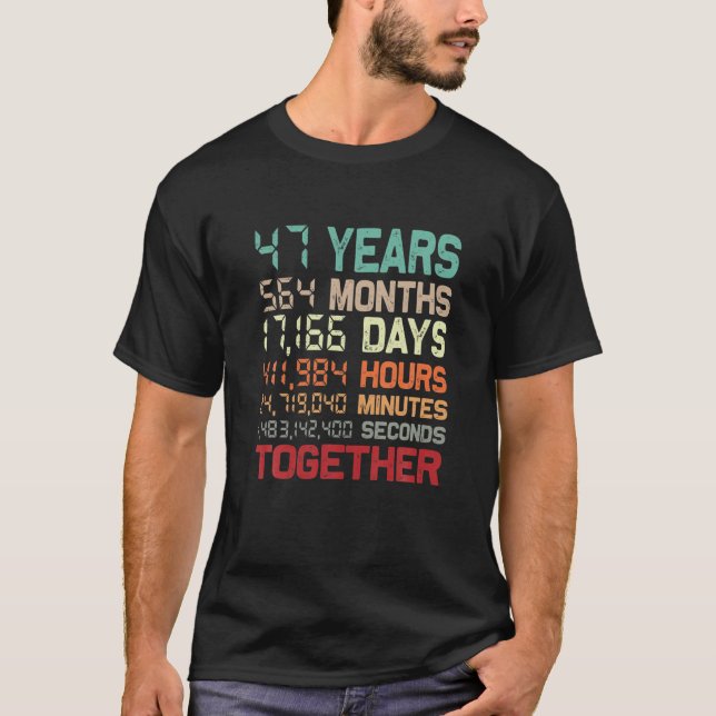 47 Years Together Couple Matching 47Th Wedding Ann T-Shirt (Front)