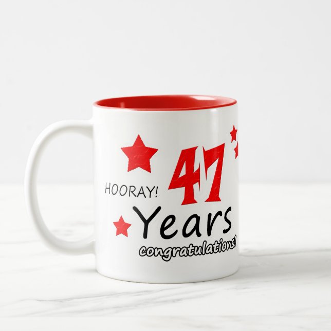 47th anniversary, 47  Years Wedding Anniversaries Two-Tone Coffee Mug (Left)