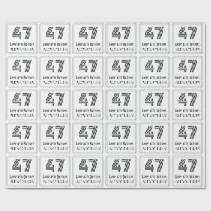 47th Birthday: Art Deco Inspired Style "47" + Name Wrapping Paper