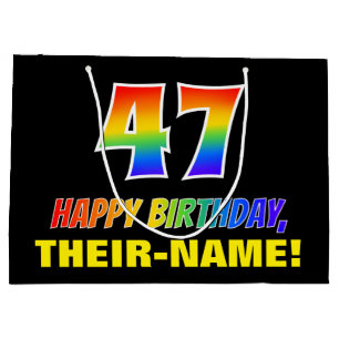 47th Birthday: Bold, Fun, Simple, Rainbow 47 Large Gift Bag