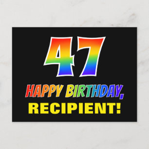 47th Birthday: Bold, Fun, Simple, Rainbow 47 Postcard
