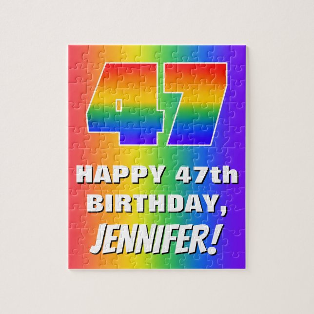 47th Birthday: Colourful, Fun Rainbow Pattern # 47 Jigsaw Puzzle (Vertical)