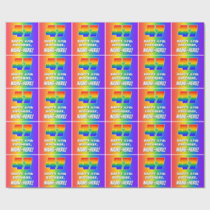 47th Birthday: Colourful, Fun Rainbow Pattern # 47 Wrapping Paper