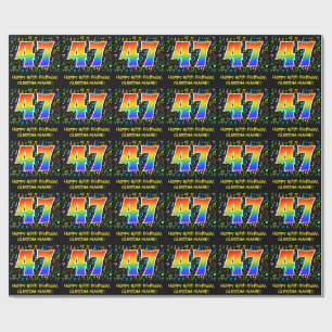 47th Birthday: Colourful Music Symbols, Rainbow 47 Wrapping Paper