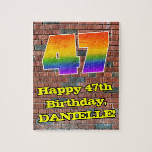 47th Birthday: Fun Graffiti-Inspired Rainbow 47 Jigsaw Puzzle