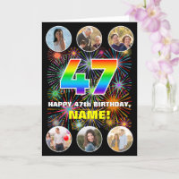 47th Birthday: Fun Rainbow #, Custom Name & Photos