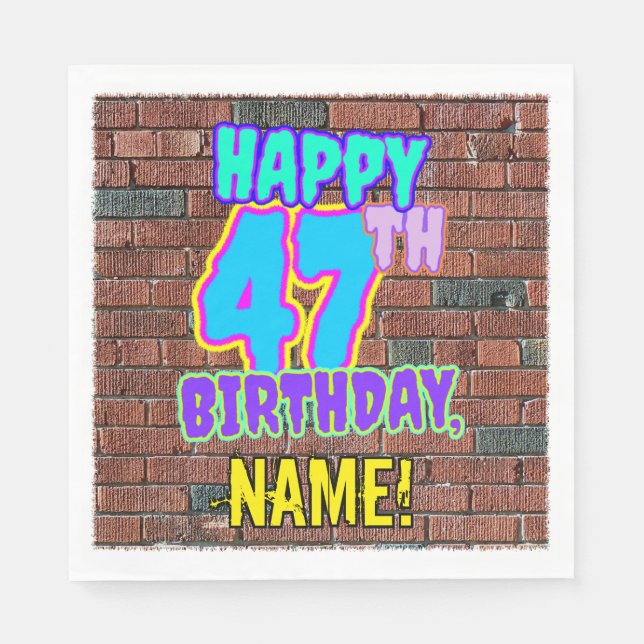 47th Birthday ~ Fun, Urban Graffiti Inspired Look Napkin (Front)
