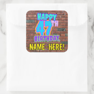 47th Birthday – Fun, Urban Graffiti Inspired Look Square Sticker