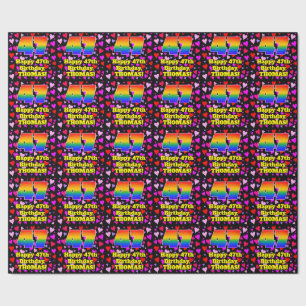 47th Birthday: Loving Hearts Pattern, Rainbow # 47 Wrapping Paper