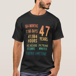 47th Birthday Men Women Funny 47 Years Old T-Shirt