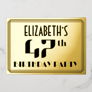47th Birthday Party: Art Deco Look “47” and Name
