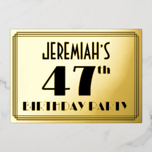 47th Birthday Party — Art Deco Look “47” + Name