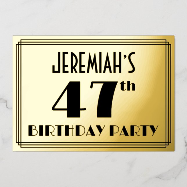 47th Birthday Party — Art Deco Look “47” + Name (Front)