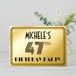 47th Birthday Party — Art Deco Style “47” & Name