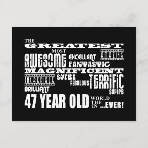 47th Birthday Party Greatest Forty Seven Year Old Invitation Postcard