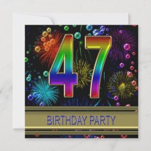 47th Birthday party Invitation with bubbles