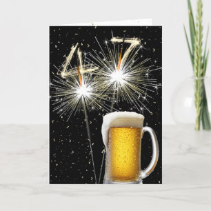 47th Birthday Sparklers With Beer Mug Card