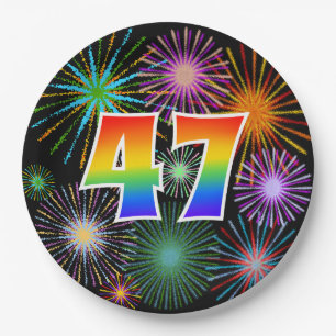 47th Event - Fun, Colorful, Bold, Rainbow 47 Paper Plate