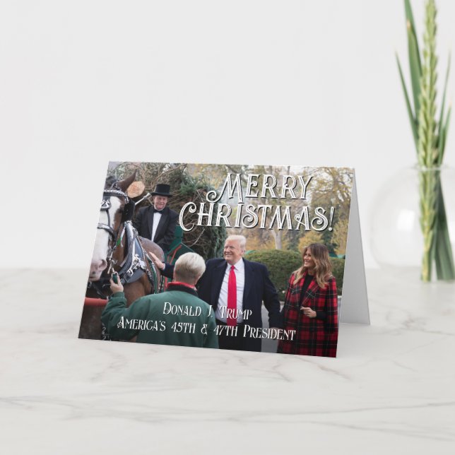 47th President Donald Trump 2024 Horse Christmas Holiday Card (Front)