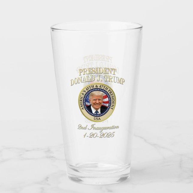 47th President Donald Trump Inauguration Keepsake Glass (Front)
