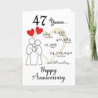 47th Wedding Anniversary Card with heart balloons