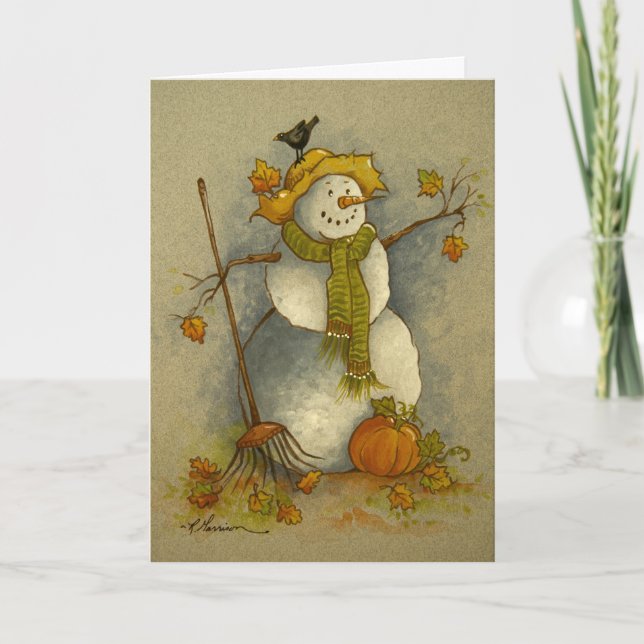 4878 Harvest Snowman Birthday Card (Front)