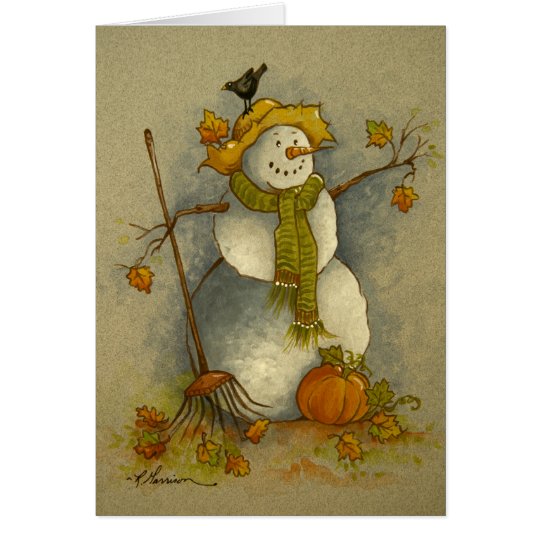 4878 Harvest Snowman Halloween Greeting Card