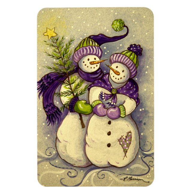 4882 Snowmen Christmas Magnet (Vertical)