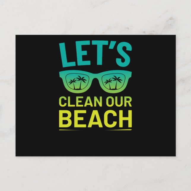 48.Beach CleanUp Lets Clean Our Beach Surfer Style Invitation Postcard (Front)