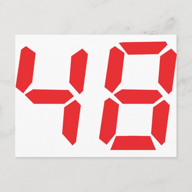 48 fourty-eight red alarm clock digital number postcard (Front)