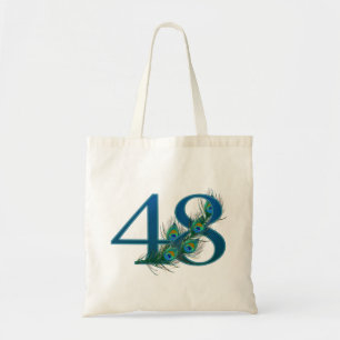 48 Peacock Feather Birthday Anniversary Elegant Tote Bag