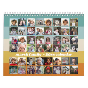 48 Photo - Retro Stripe Colourful Family Calendar