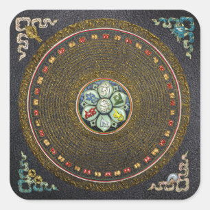 [48] Round Tibetan “OM” Mantra Mandala Square Sticker