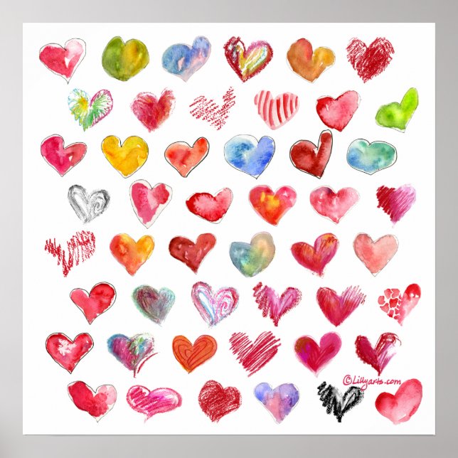 48 Valentine Hearts Square Poster (Front)