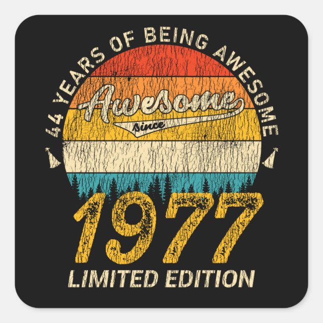 48 Year Old 1977 Retro Awesome 48th Birthday Gift Square Sticker (Front)