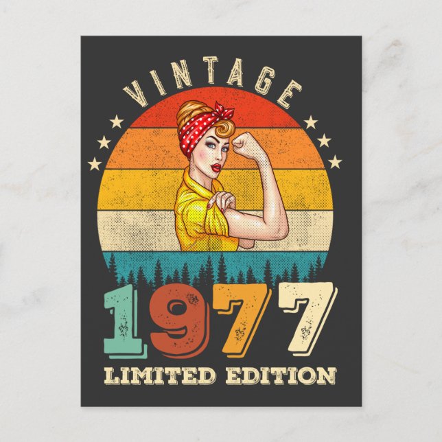 48 Year Old Bday 1977 Vintage 48th Birthday Women Holiday Postcard (Front)