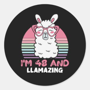 48 Year Old Bday Llamazing Llama 48th Birthday Classic Round Sticker