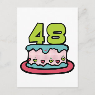 48 Year Old Birthday Cake Postcard