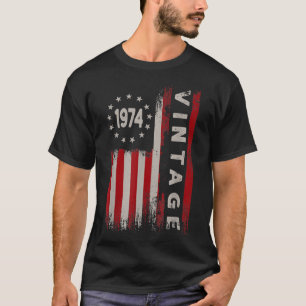 48 Year Old Gifts Vintage 1974 American Flag 48th T-Shirt