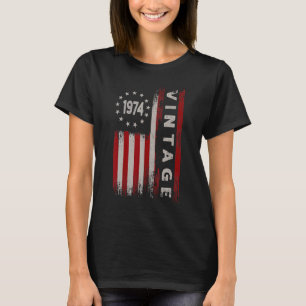 48 Year Old  Vintage 1974 American Flag 48th Birth T-Shirt