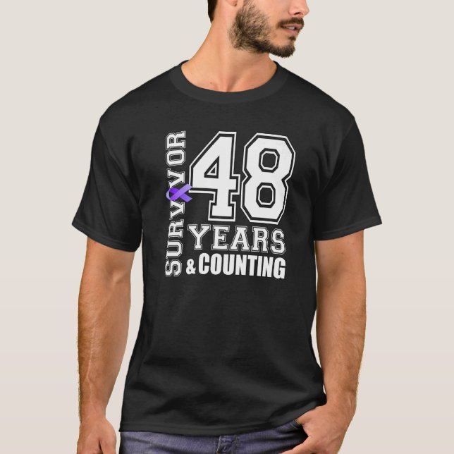 48 Years Survivor I Wear Purple Ribbon Lupus Aware T-Shirt (Front)