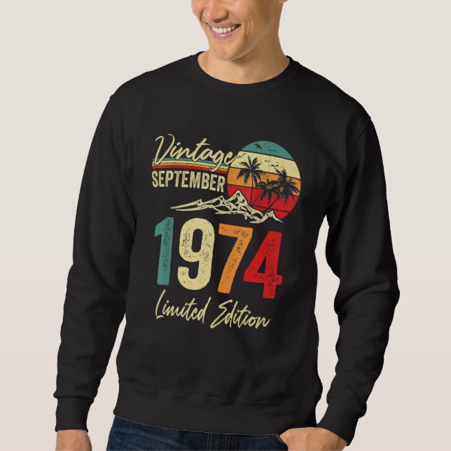 48 Yr Old Vintage September 1974  48th Sweatshirt (Front)