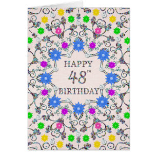 48th Birthday Abstract Flowers 